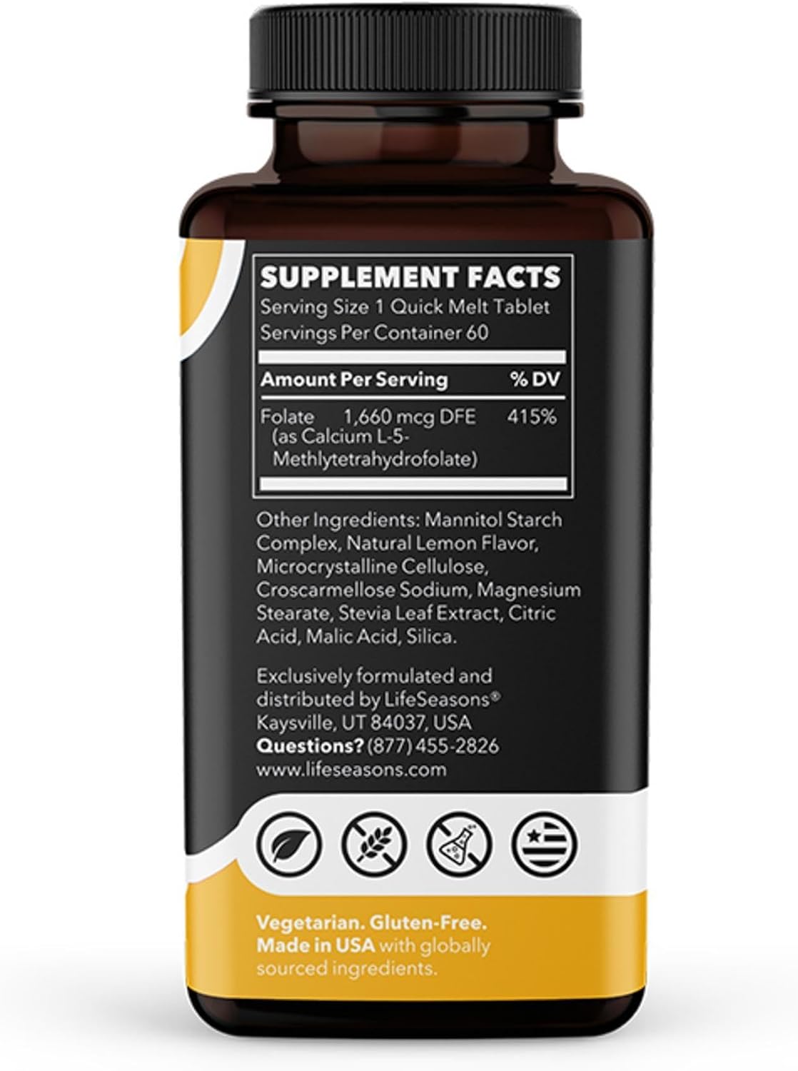 LifeSeasons Essentials Methyl Folate Quick Melts – 5-MTHF Folate Supplement – Supports Methylation Cycle & Cellular Health – Lemon Flavour – 60 Quick Melts - görsel 5