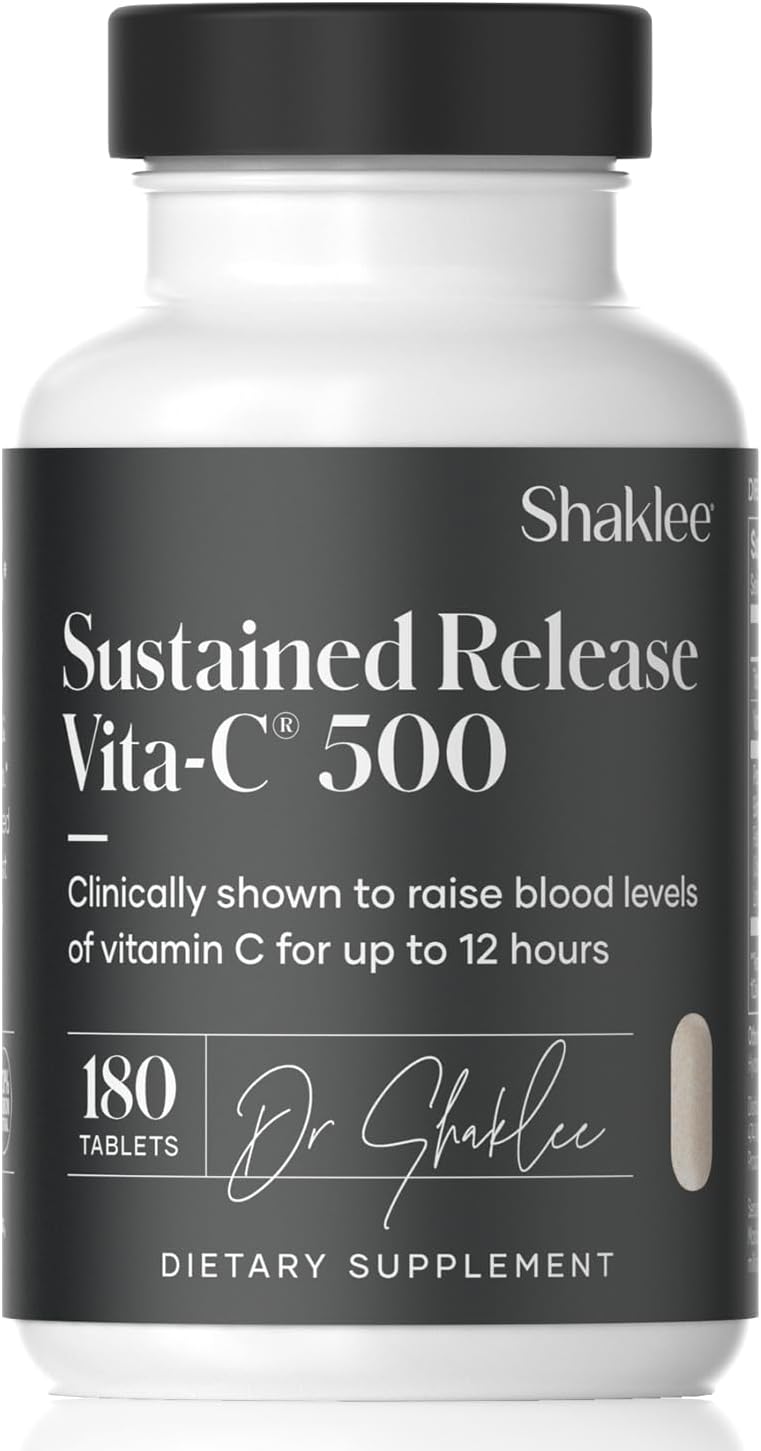 Shaklee Sustained Release Vita-C 500mg - High-Potency Vitamin C with Rose Hips and Bioflavonoids - 180 Tablets - görsel 1