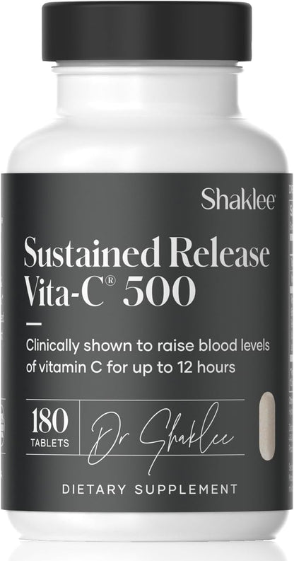 Shaklee Sustained Release Vita-C 500mg - High-Potency Vitamin C with Rose Hips and Bioflavonoids - 180 Tablets