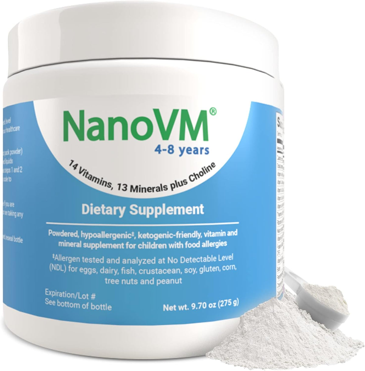 NanoVM Allergen-Free Kids Multivitamin Powder, 4-8 Years, Unflavoured, 275g - görsel 1