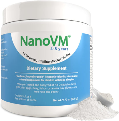 NanoVM Allergen-Free Kids Multivitamin Powder, 4-8 Years, Unflavoured, 275g