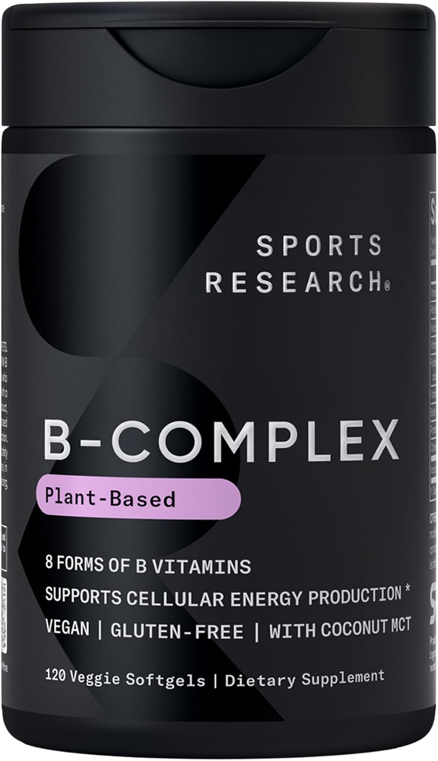 Sports Research Vitamin B-Complex - Full Spectrum B Vitamins with Methylated B12 & Folate, 120 Vegan Softgels - görsel 1