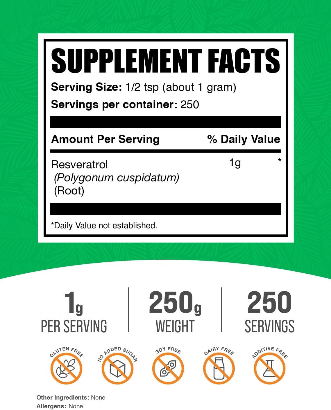 Resveratrol Powder - from Japanese Knotweed, 1000mg per Serving, 250g (8.8 oz) - görsel 2