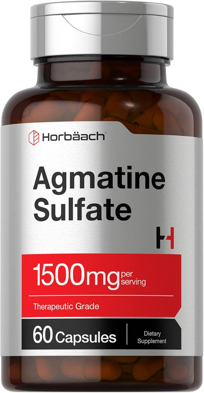 Horbäach Agmatine Sulphate Capsules 1500mg | 60 Capsules | Pharmaceutical Grade | Non-GM, Gluten-Free Supplement