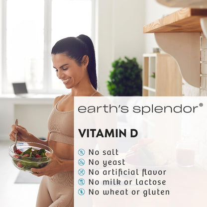 Earth's Splendor Vitamin D 2,000 IU – Immune Support and Bone Health – 75 Tablets
