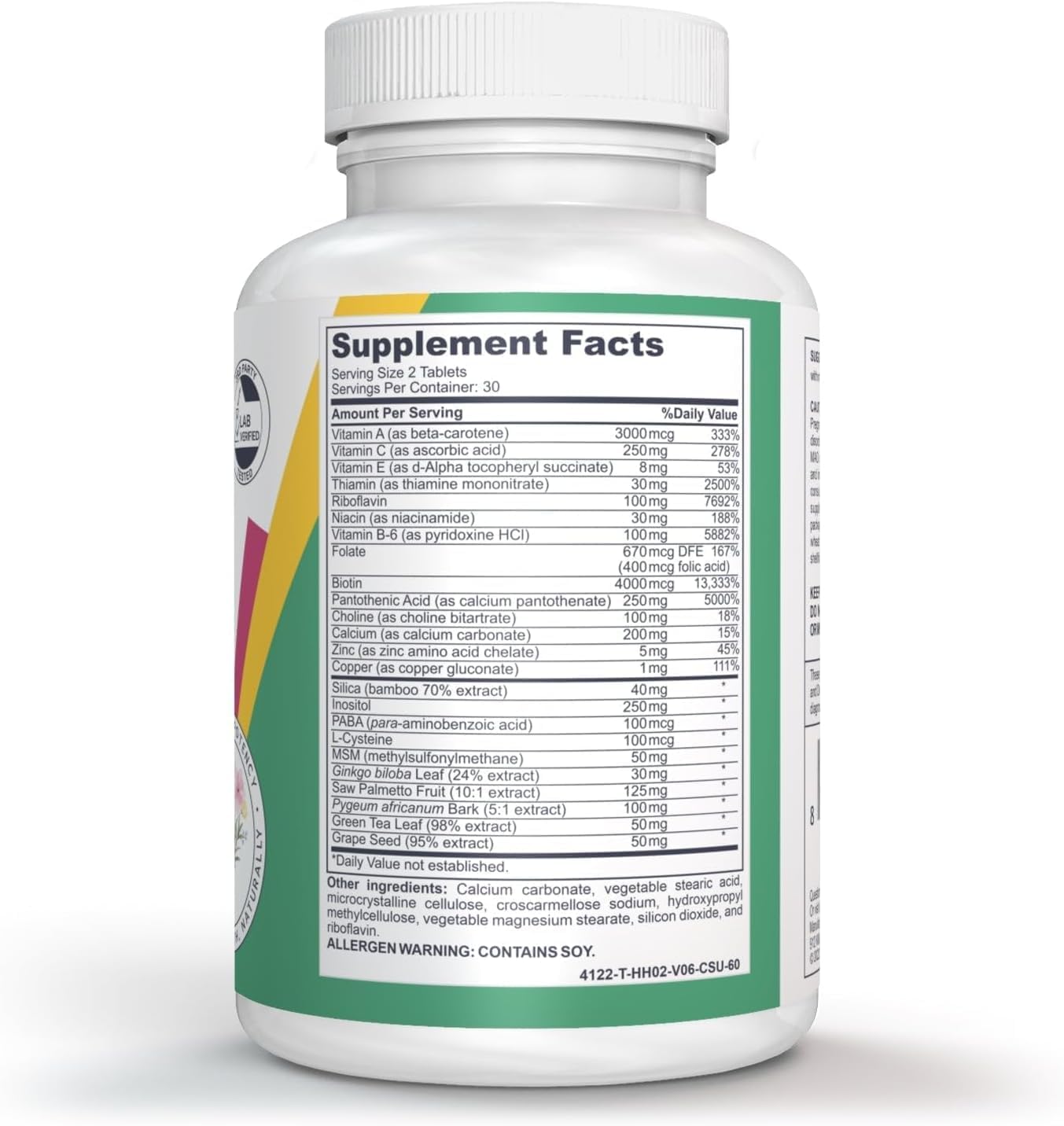 Fabulous Hair - Hair Growth Supplement with Biotin, Silica & Vitamins A, C, E (60 Tablets) - görsel 2