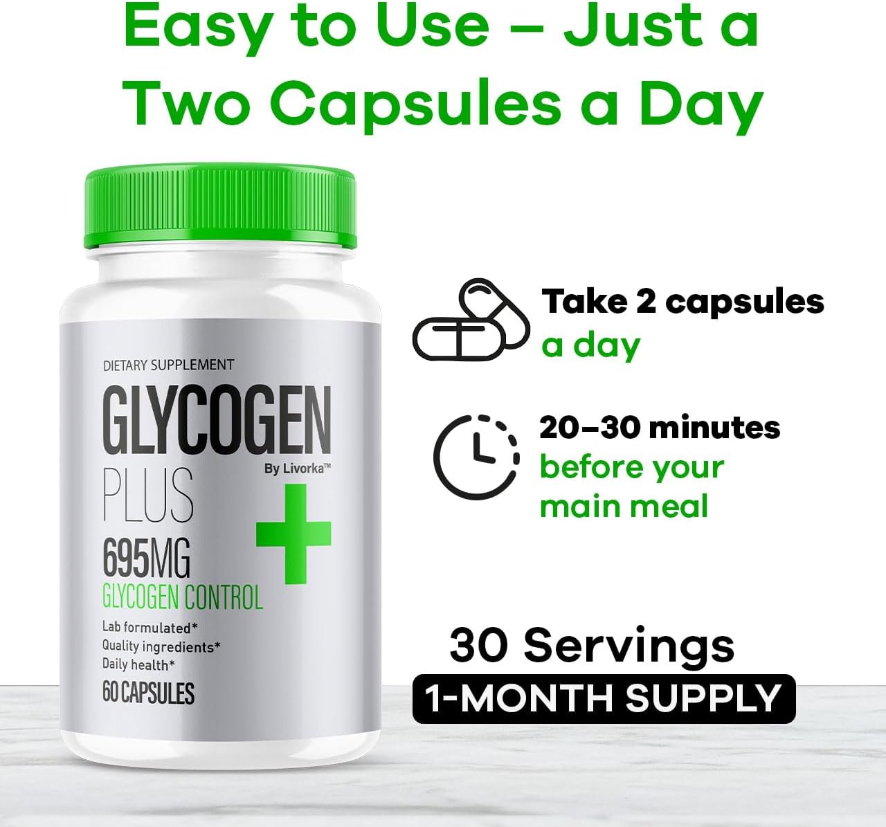Glycogen Plus Capsules - Advanced Glycogen Support Food Supplement, High Strength All-Natural Formula, 60 Capsules - görsel 4