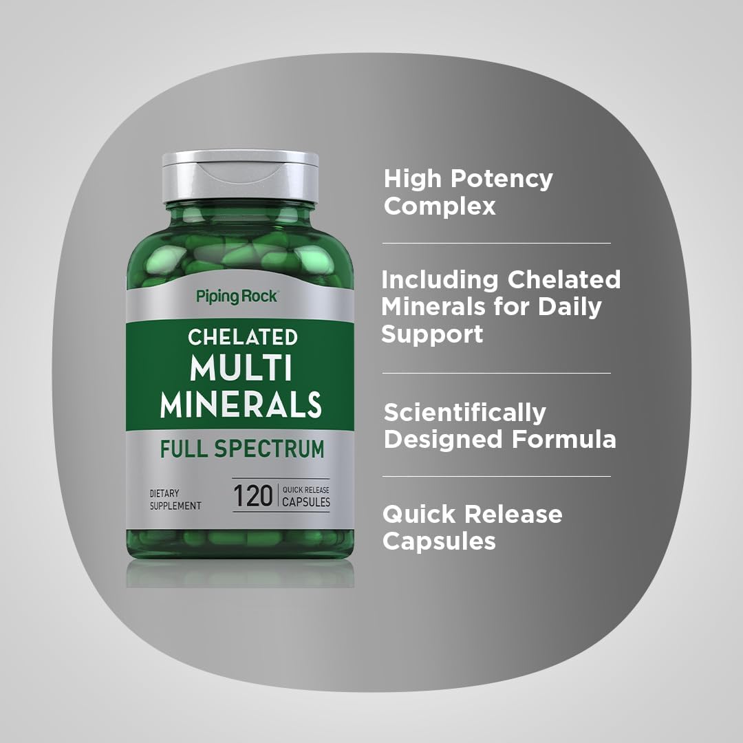 Piping Rock Chelated Multi Mineral Supplement - Iron-Free, 120 Capsules - görsel 4