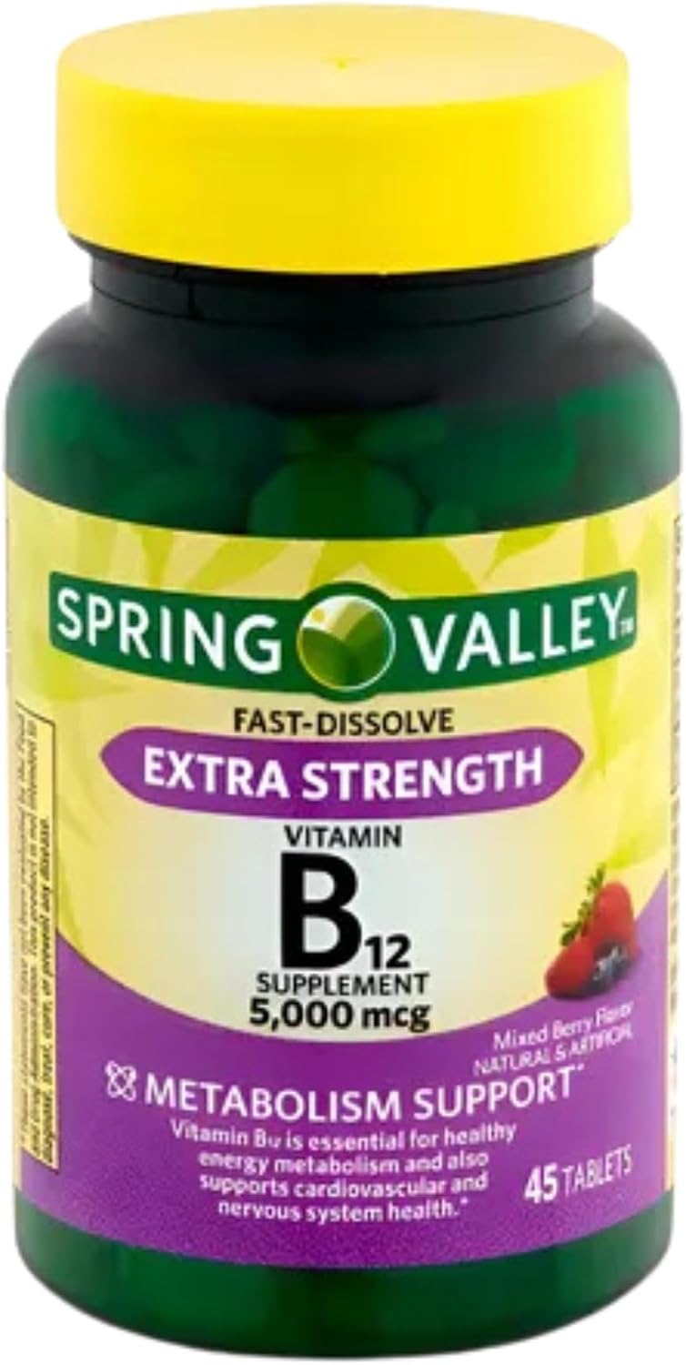 Extra Strength Vitamin B12 5000 mcg Fast Dissolve Tablets – Mixed Berry, 45 Tablets (Pack of 2) - görsel 7