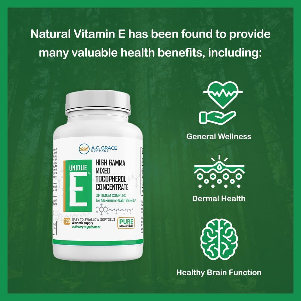 UNIQUE E Mixed Tocopherols - 120 Soft Gels, Natural Vitamin E Food Supplement - görsel 4