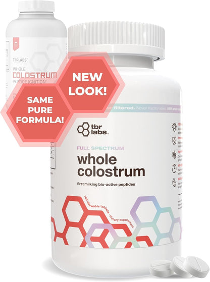 TBR Labs Bovine Colostrum - Grass-Fed, Gut Health & Immunity, 180 Chewable Tablets