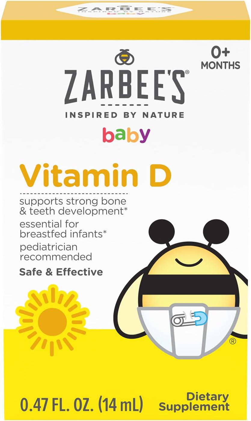 Zarbee's Vitamin D Drops for Infants, 400IU (10mcg) Baby & Toddler Liquid Supplement, New-born & Up, Dropper Syringe Included, Pack of 2 0.47 Fl Oz Bottles - görsel 2