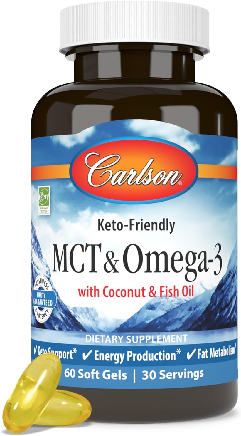 Carlson MCT & Omega-3 - Coconut Oil, Caprylic & Capric Acids, EPA & DHA, 60 Softgels - görsel 5