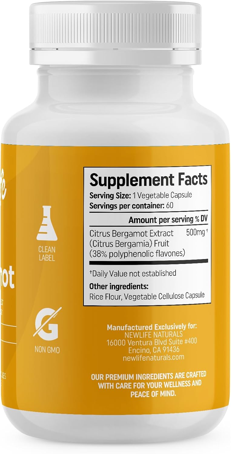 NewLife Naturals Citrus Bergamot 500 mg - Heart Health & Healthy Ageing Support - 60 Vegan Capsules - görsel 7