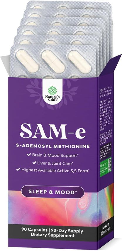 Natures Craft SAM-e 200mg – S-Adenosyl Methionine Supplement for Mood, Brain, Joint & Liver Support (60 Capsules)