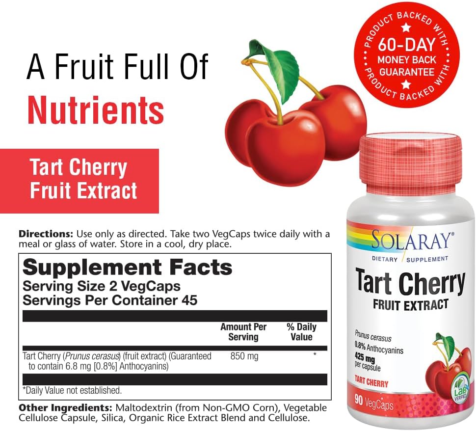 Solaray Tart Cherry Fruit Extract 850 mg - 90 VegCaps - görsel 3