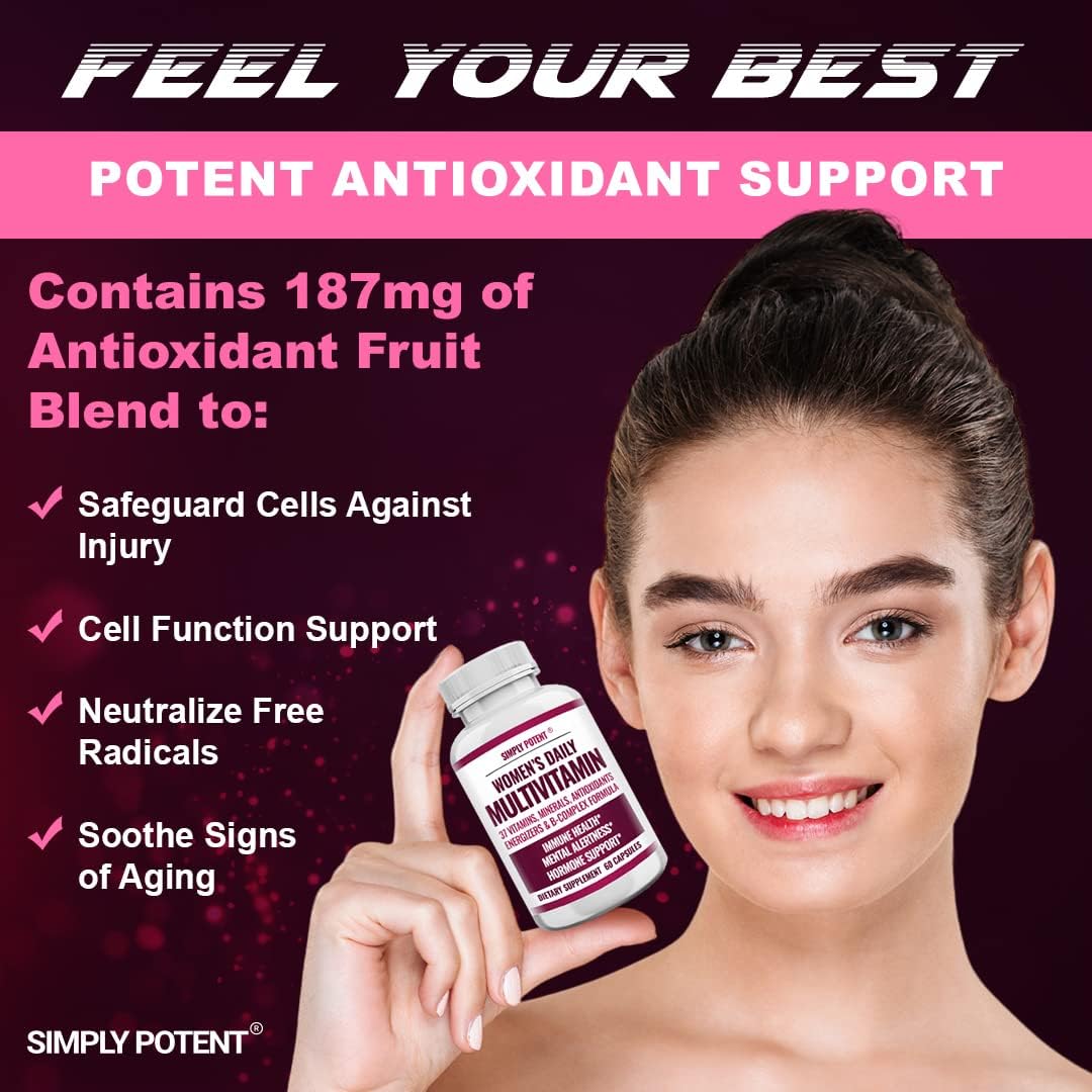 Simply Potent Women's Multivitamin – 37 Vitamins & Minerals with Biotin & Green Tea Extract (60 Capsules) - görsel 6