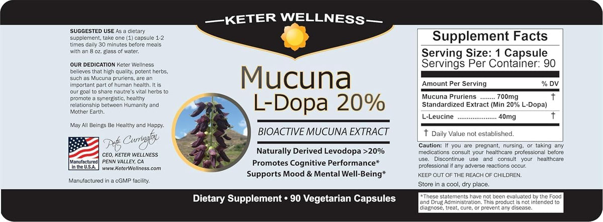Mucuna Pruriens 20% L-Dopa – Standardised Velvet Bean Extract – Vegan, Non-GMO, 90 Capsules - görsel 8