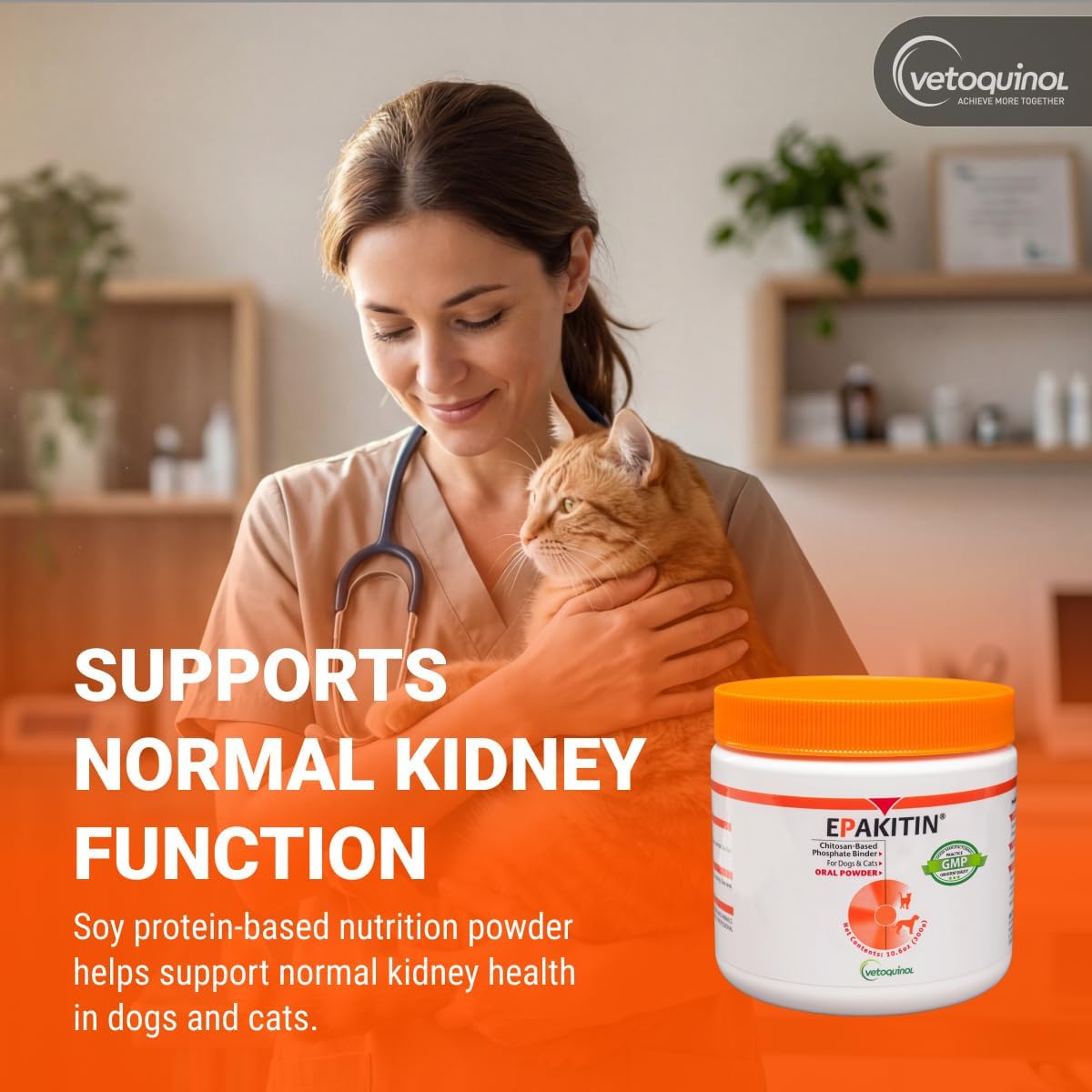 Vetoquinol Epakitin Chitosan-Based Phosphate Binder for Cats & Dogs – Renal Support Supplement Powder, 300g - görsel 3