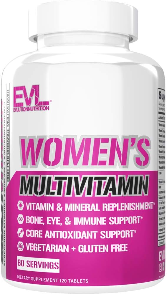 Evlution Nutrition Women's Multivitamin - Full Spectrum Vitamins & Minerals, Immune Health, Skin, Hair, Bone & Eye Health, 120 Tablets - görsel 1