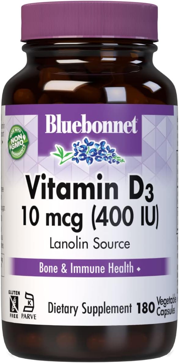 Bluebonnet Nutrition Vitamin D3 400 IU - Vegetable Capsules, 180 Capsules - görsel 1