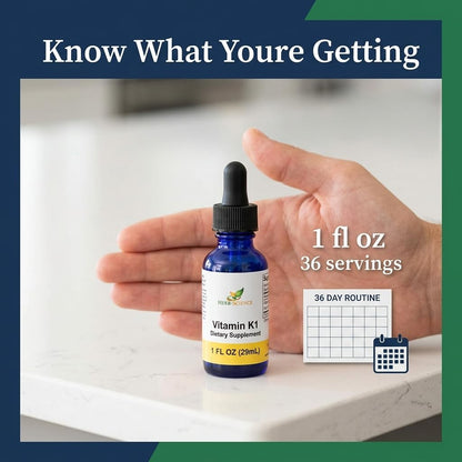 Herb-Science Vitamin K1 Drops - Cold-Processed Liquid Supplement, 30 ml (36 Servings)