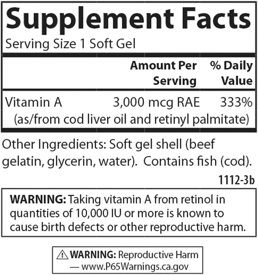 Carlson - Vitamin A, 10000 IU (3000 mcg RAE), Vision Health, 250 Softgels - görsel 4