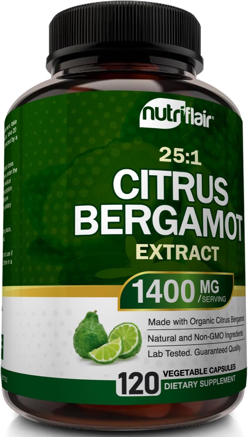 NutriFlair Organic Citrus Bergamot 1400mg - 25:1 Extract - Heart Health Supplement, 120 Vegan Capsules – Image 6