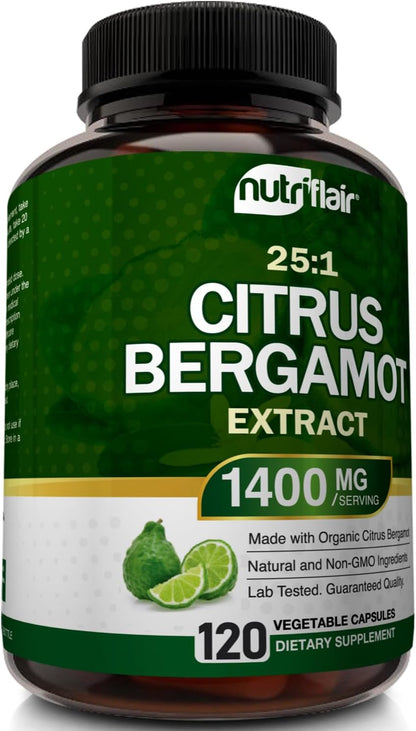 NutriFlair Organic Citrus Bergamot 1400mg - 25:1 Extract - Heart Health Supplement, 120 Vegan Capsules – Image 6