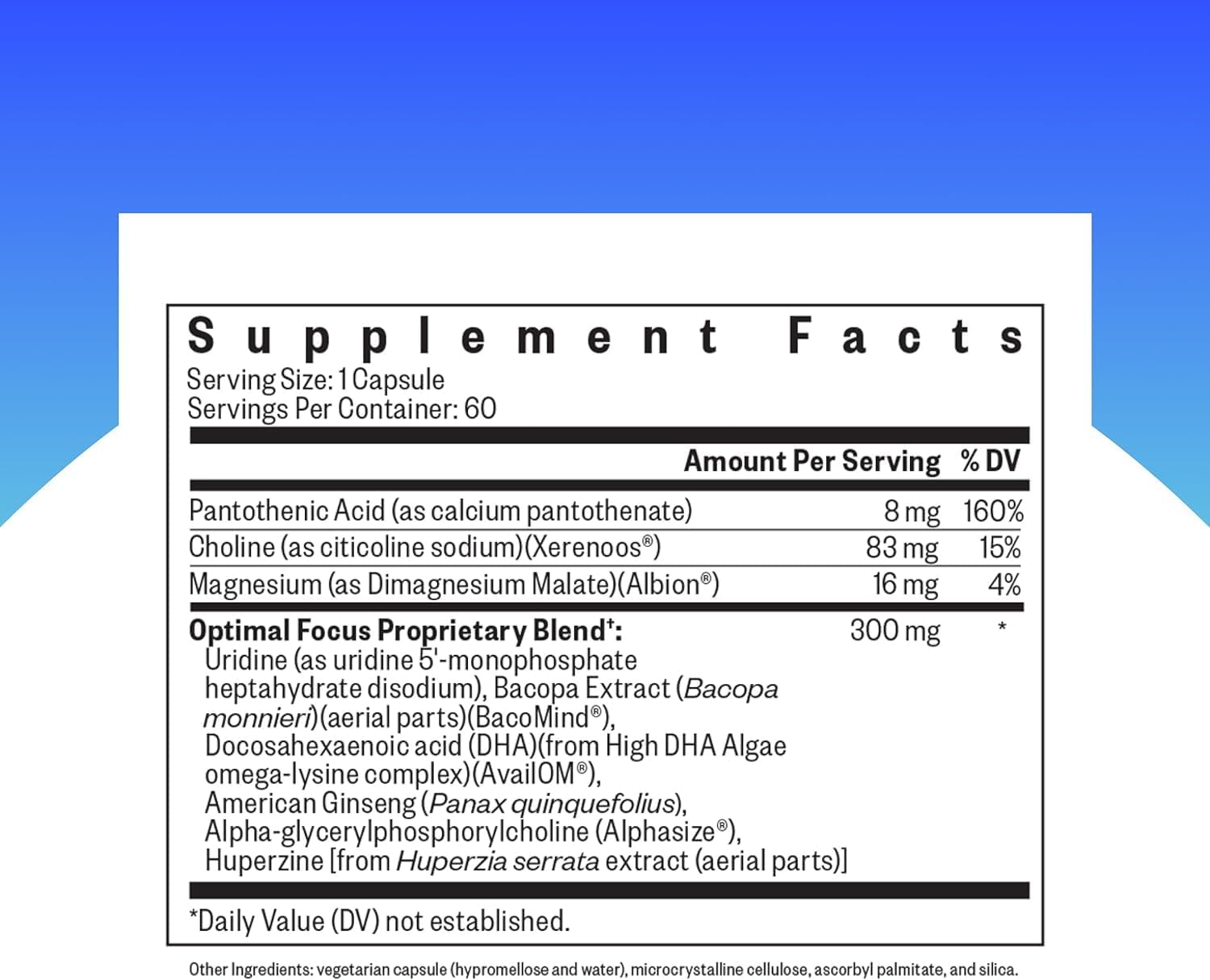 Seeking Health Optimal Focus – Stimulant-Free Nootropic for Cognitive and Focus Support with Choline, DHA from Algae, and American Ginseng (60 Capsules) - görsel 2