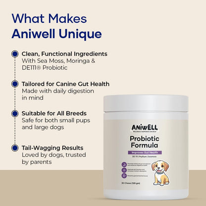 Aniwell Probiotics for Dogs – Dog Chews for Gut Health, Digestive Health & Seasonal Allergies