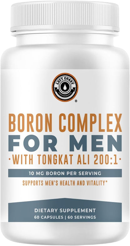 Boron Supplement for Men with Tongkat Ali, Vitamin D3, Zinc Picolinate 30 mg - Non-GMO, Gluten-free - 60 Capsules