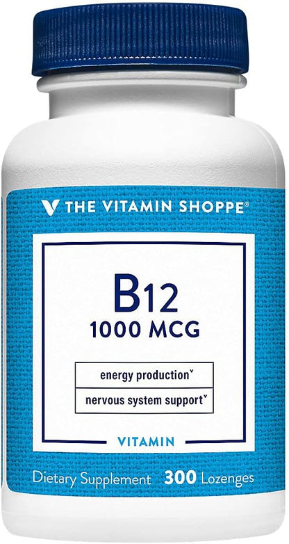 The Vitamin Shoppe Vitamin B12 1000mcg Dissolvable Lozenges – 300 Lozenges