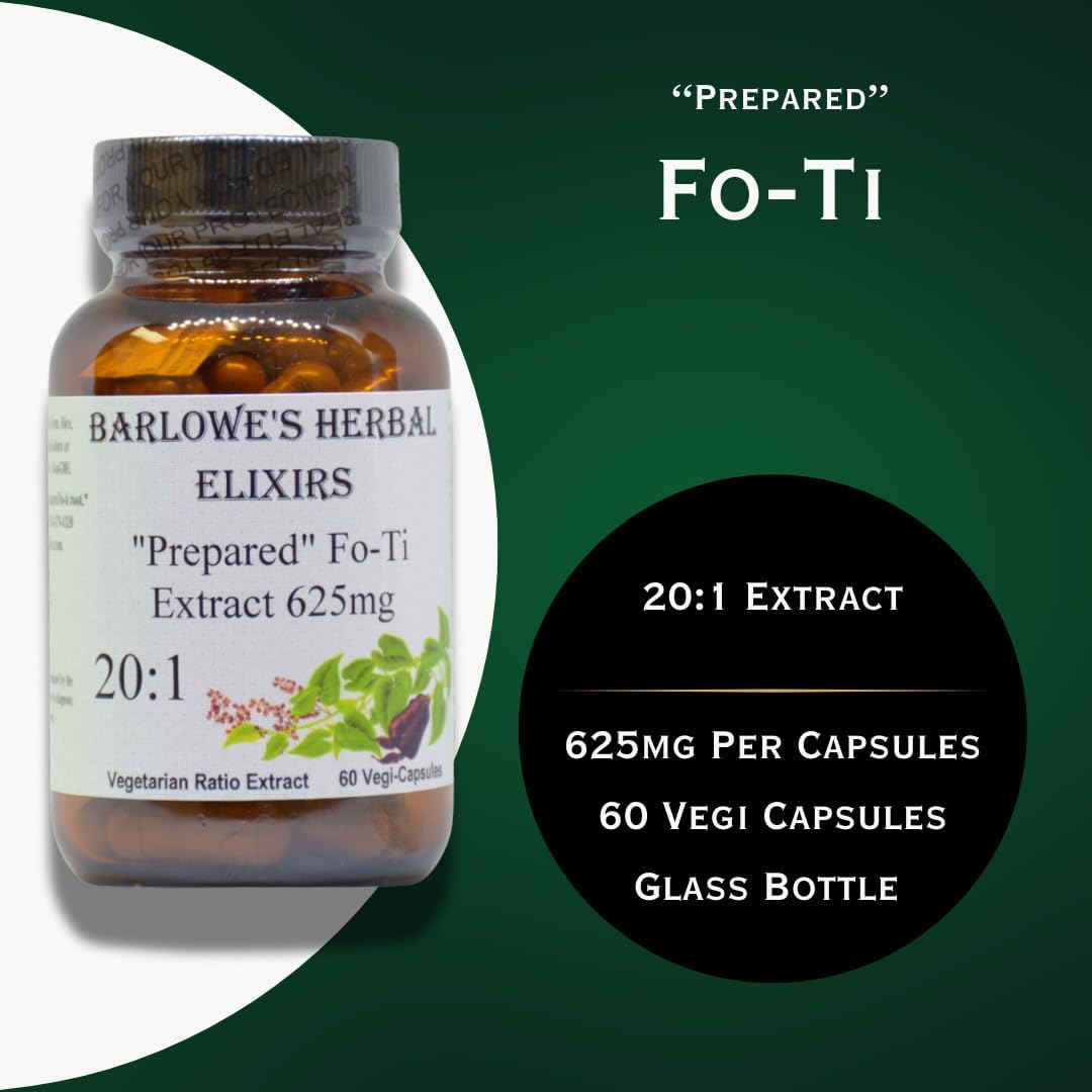 Fo-Ti | 20:1 Prepared He Shou Wu Extract | 625mg Per Capsule | 60 Veggie Capsules | Traditional Chinese Herbal Supplement | Stearate Free | Glass Bottles - görsel 3