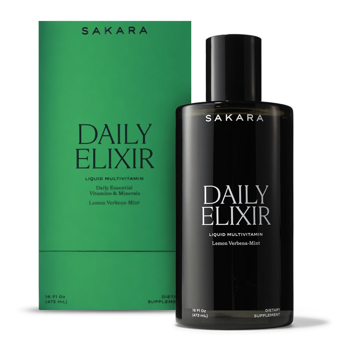 SAKARA Daily Elixir Liquid Multivitamin – High-Absorption Plant-Based Vitamins & Minerals for Energy, Skin, Hair & Nail Health with Vitamin E, Selenium & Folate, Sugar-Free Lemon Verbena Mint, 473ml - görsel 7