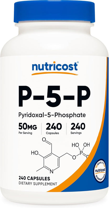 Nutricost P5P (Pyridoxal-5-Phosphate) Vitamin B6 Supplement 50mg, 240 Capsules