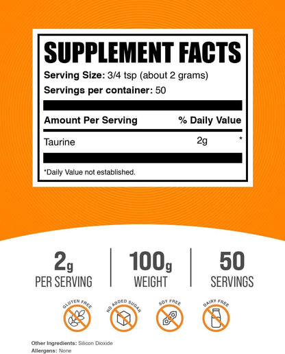 BulkSupplements Taurine Powder 100g