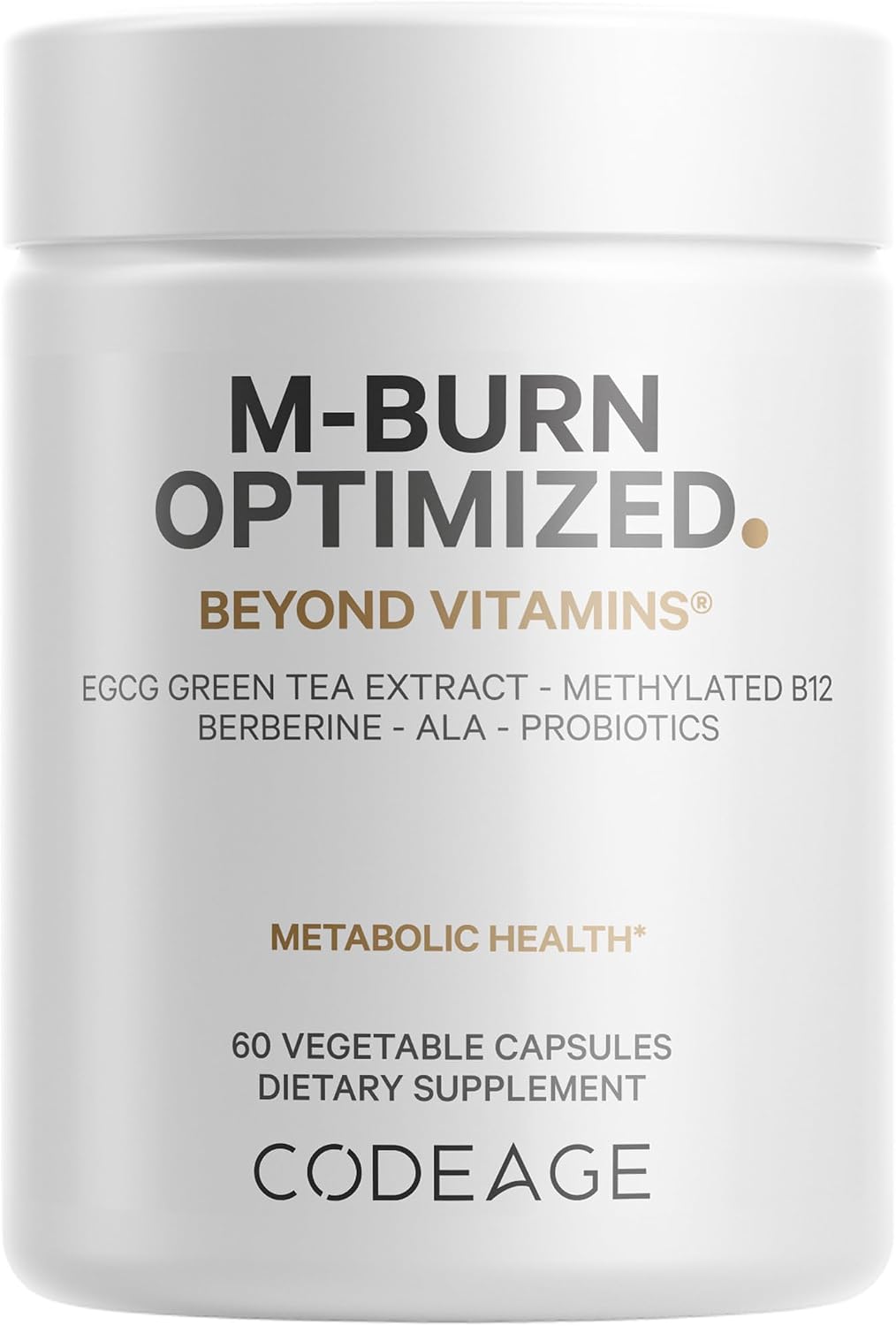 Codeage M-Burn Optimised Supplement - Decaffeinated Green Tea (50% EGCG), Berberine, Akkermansia Probiotic, Vitamin B12 - 60 Capsules - görsel 1