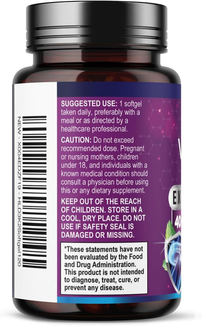 Vitamin D3 with K2 (MK-7) - 4000 IU D3 + 100 mcg K2 per Serving - 120 Soft gel capsules