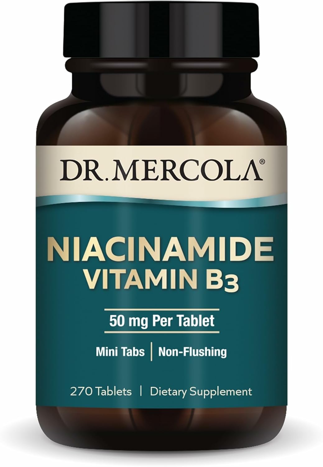 Dr. Mercola Niacinamide Vitamin B3 - 50 mg per Tablet, Non-Flushing, Mini Tabs - 270 Tablets - görsel 1
