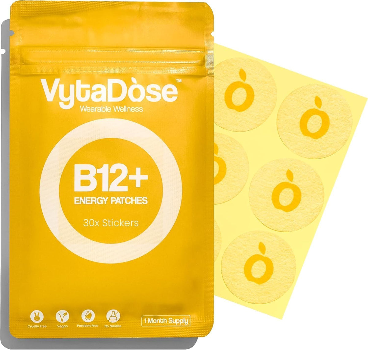 Vytadose Topical B12 Energy Patches for Mood, Energy and Cognition | 30 Patches - görsel 1