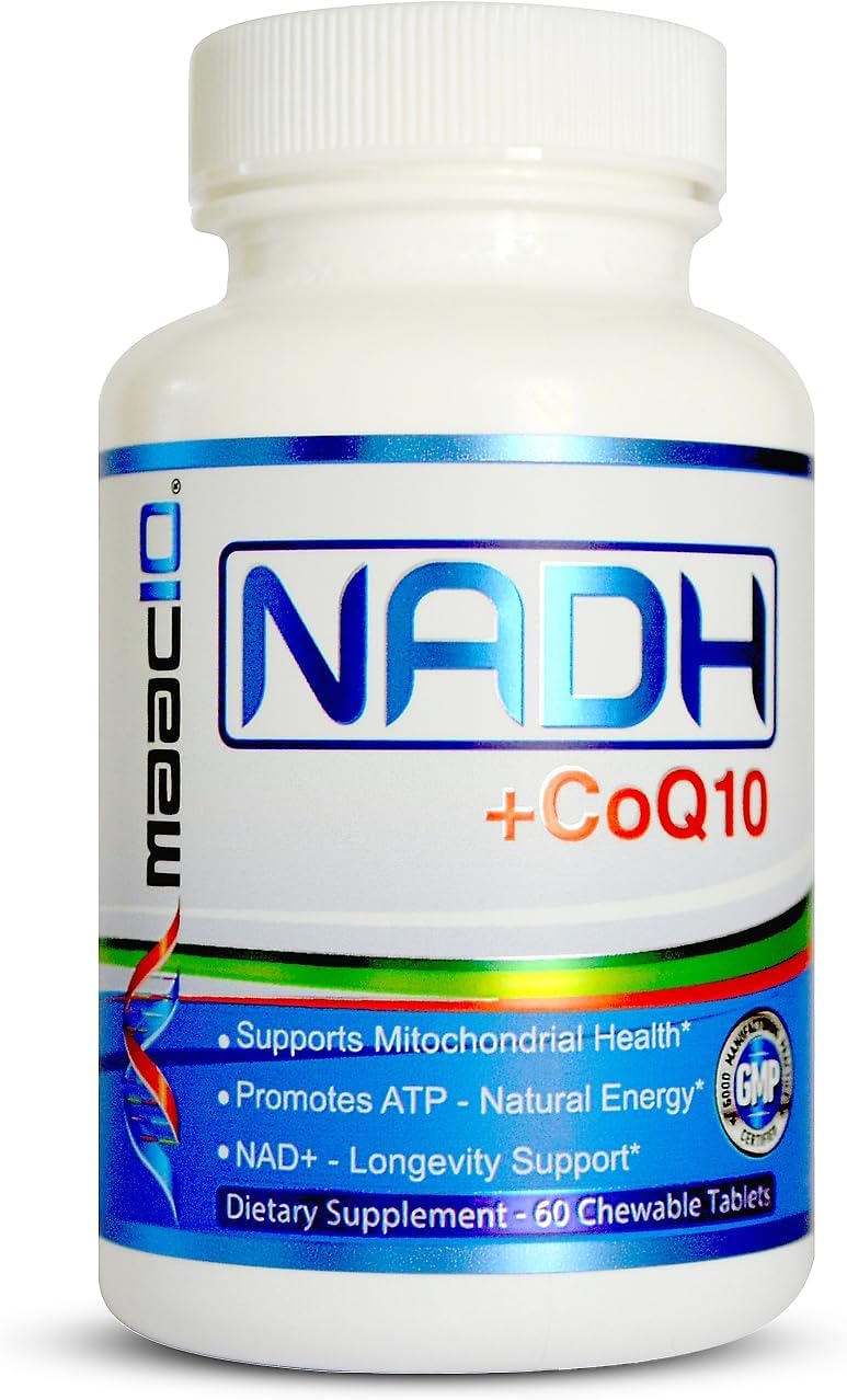 MAAC10 NADH + CoQ10 Supplement - Chewable Tablets, 50mg PANMOL® NADH + 100mg CoQ10, for Energy and Mental Focus - görsel 1