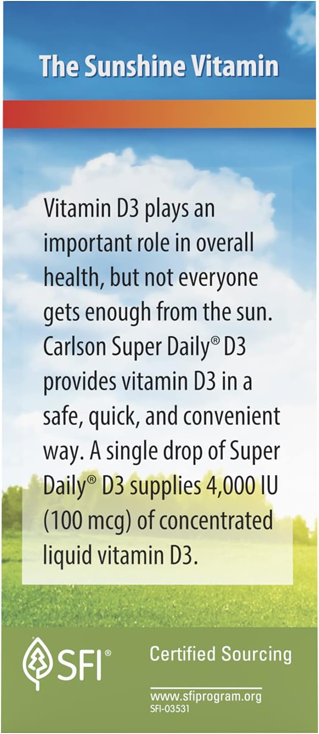 Carlson Super Daily D3 4,000 IU (100 mcg), Unflavoured, 365 Drops - görsel 4