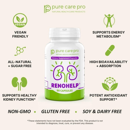 Renohelp Powerful All-Natural Kidney Support Supplement – 90 Capsules