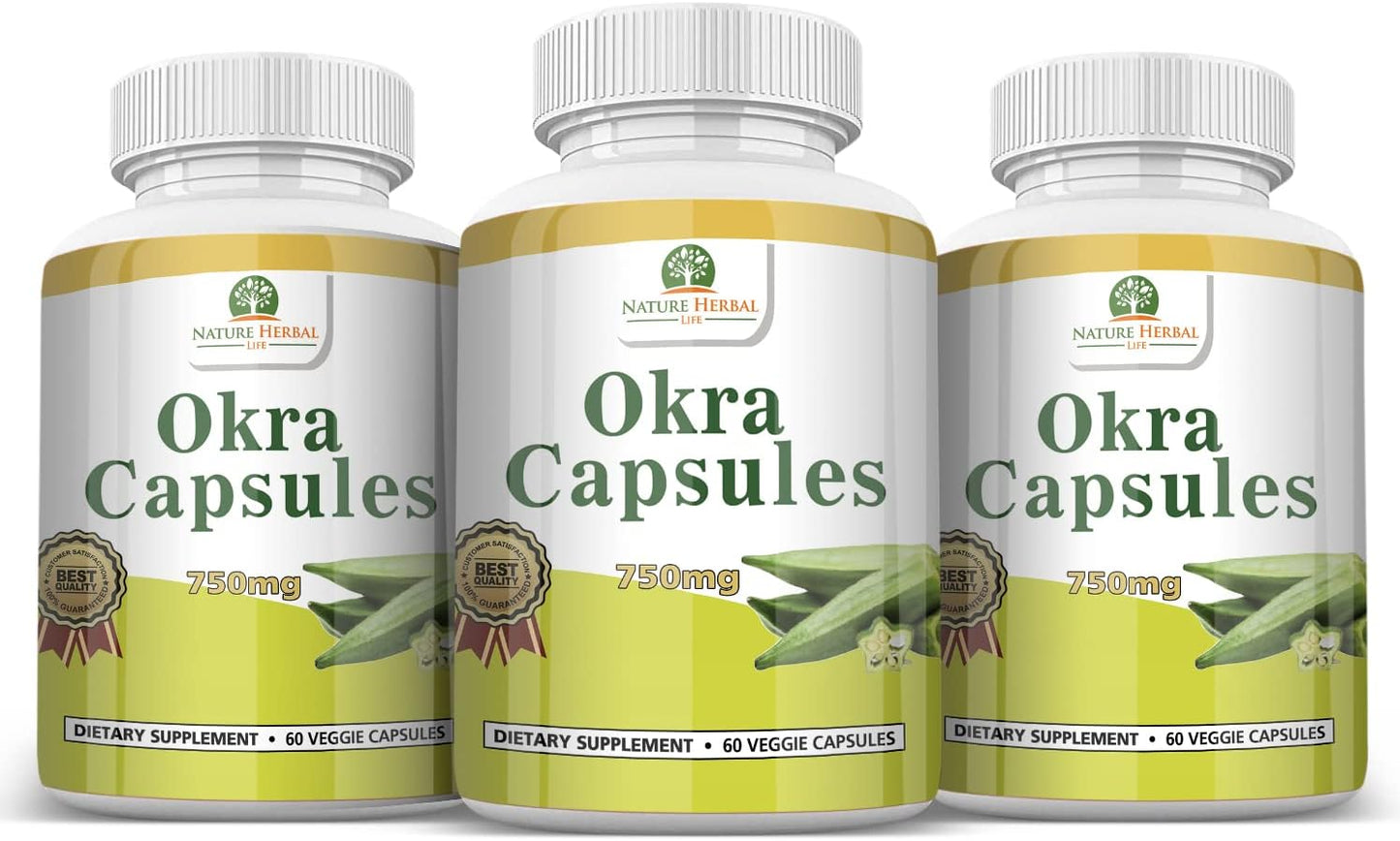 Okra Capsules 750 mg - 180 Vegetarian Capsules - Nature Herbal Life - görsel 3