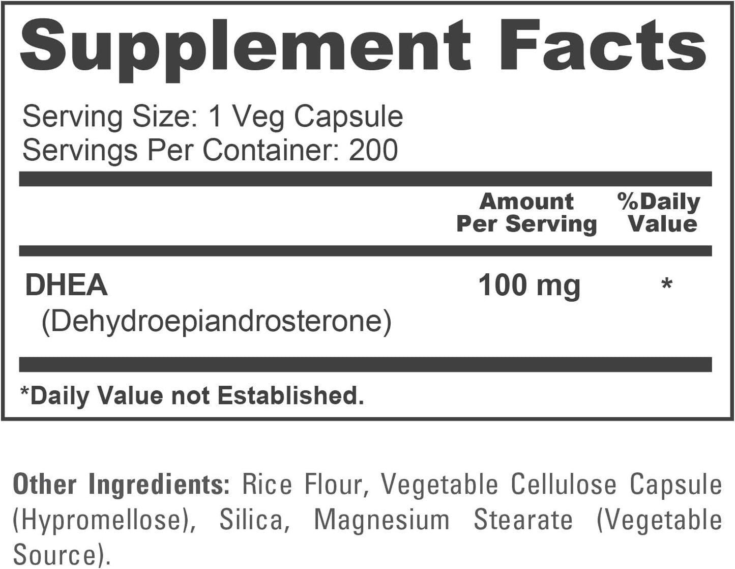 NusaPure DHEA 100mg 200 Vegetarian Capsules (Vegetarian, Non-GMO) - görsel 4