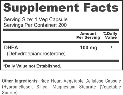 NusaPure DHEA 100mg 200 Vegetarian Capsules (Vegetarian, Non-GMO)
