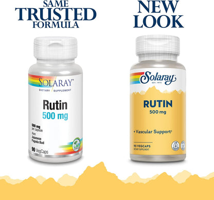 SOLARAY Rutin - 500 mg per Serving, Vegan Bioflavonoid Supplement for Men and Women, Supports Normal Circulation and Vascular Health - 90 Count VegCaps