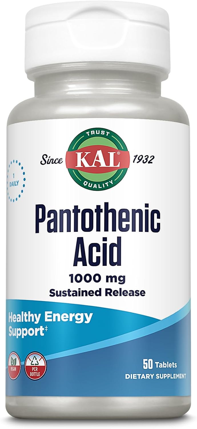 KAL Pantothenic Acid 1000mg – Sustained Release Vitamin B5 (Vegan, 50 Tablets) - görsel 1