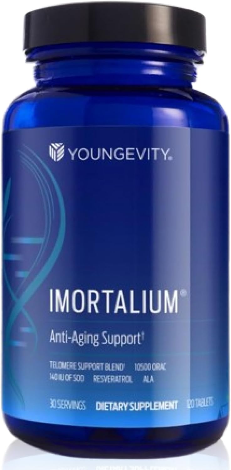 Youngevity Imortalium - Anti-Ageing Cellular Health Supplement, Fucoxanthin, Carotenoid Blend, Fucoidan Blend, MSM, Glutathione, Skin Rejuvenating Blend + 12 Whole Foods, 120 Tablets - görsel 1